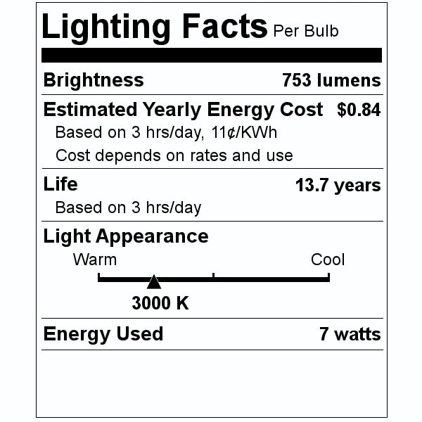 7 watt 120 volt A19 Medium Screw Base 3000K Dimmable LED Filament 2