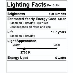 11.8" 6 watt 120 volt T10 Medium Screw Base Warm Dimming LED Light Bulb 2