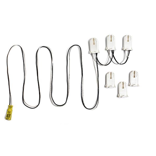 3-Lamp Troffer Wiring Harness for LED Tubes Includes 4-FT Supply Line with Luminaire Disconnect and (3) Dead-End Lamp Holders 1