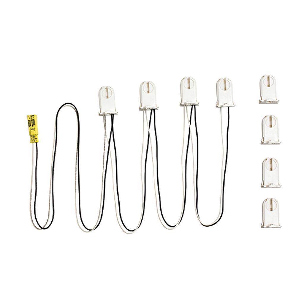 4-Lamp Troffer Wiring Harness for LED Tubes Includes 4-FT Supply Line with Luminaire Disconnect and (4) Dead-End Lamp Holders 1