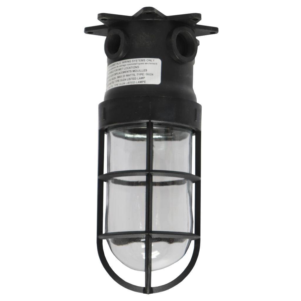 1 Light Twist and Lock Base Glass Globe with Safety Cage Utility Light 1