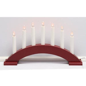 15.4" x 8.7" 7 Light Electric Red Decor Wooden Bea Swedish Candelabra / Candlestick 2