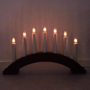 15.4" x 8.7" 7 Light Electric Red Decor Wooden Bea Swedish Candelabra / Candlestick 3