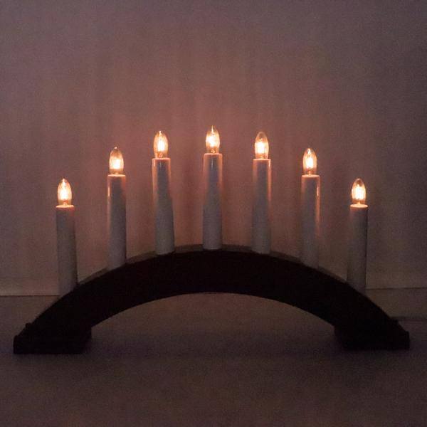 15.4" x 8.7" 7 Light Electric Red Decor Wooden Bea Swedish Candelabra / Candlestick 3