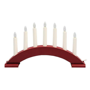 15.4" x 8.7" 7 Light Electric Red Decor Wooden Bea Swedish Candelabra / Candlestick 1