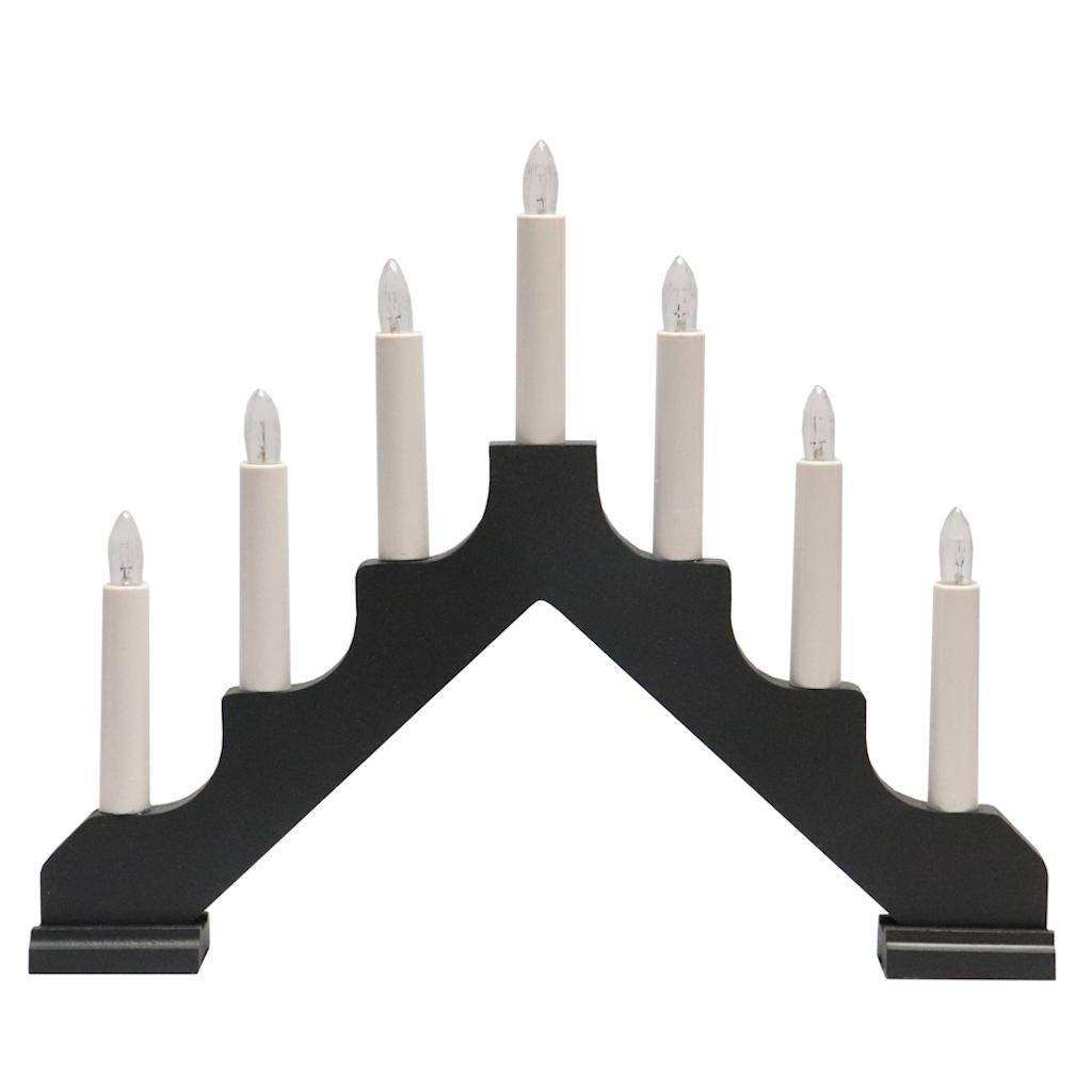 14.75" x 11.5" 7 Light Electric Wooden Graphite Ada Swedish Candelabra / Candlestick 1