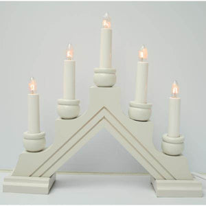 11" x 12.25" 5 Light Electric White Wooden Karin Swedish Candelabra / Candlestick 2