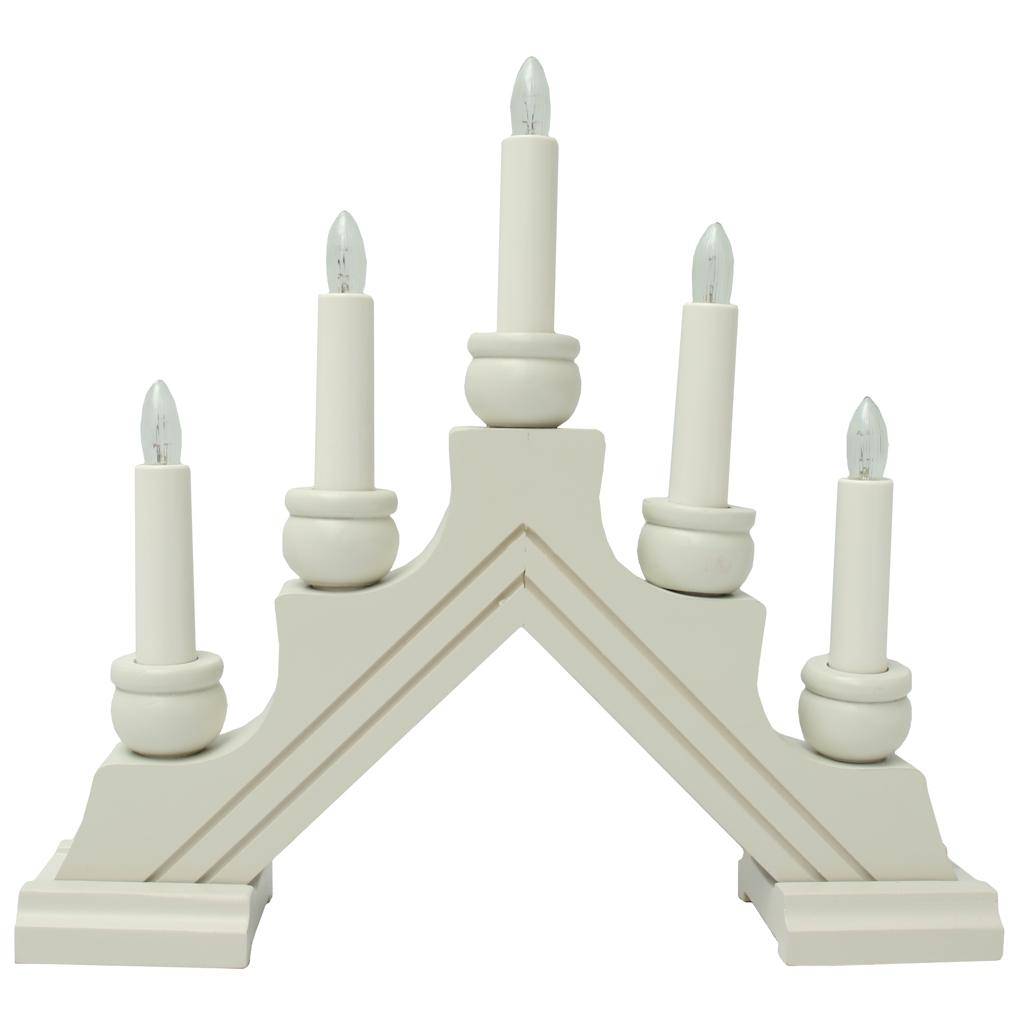 11" x 12.25" 5 Light Electric White Wooden Karin Swedish Candelabra / Candlestick 1