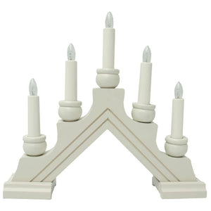 11" x 12.25" 5 Light Electric White Wooden Karin Swedish Candelabra / Candlestick 1