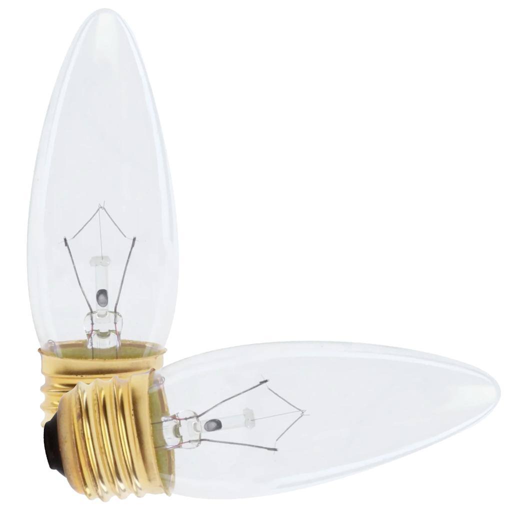 25 watt 120 volt B10 Medium Screw Base 2700K Warm White Clear Dimmable (2 Pack) 1