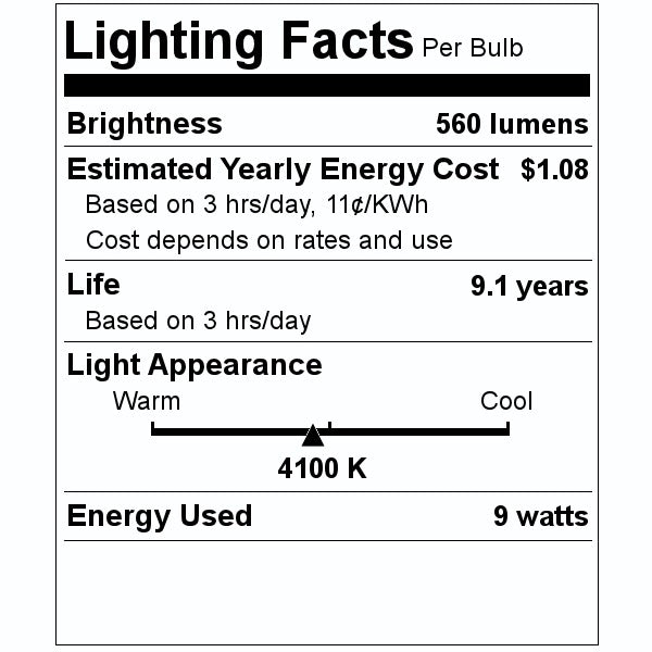 9 watt PL 2-Pin Base 4100K Cool White Frosted Non-Dimmable CFL 2