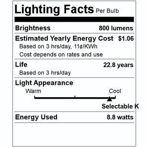 8.8 watt 120 volt A19 Medium Screw Base CCT Selectable Color Changing Dimmable LED (2 Pack) 2