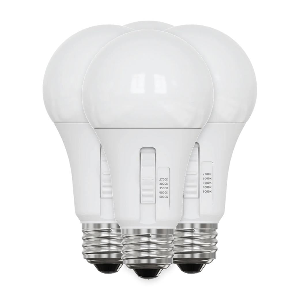 8.8 watt 120 volt A19 Medium Screw Base CCT Selectable Dimmable LED (4 Pack) 1