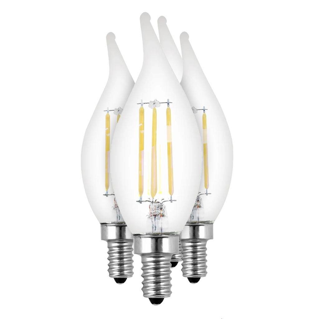 5.5 watt 120 volt BA10 Candelabra Screw Base 2700K Warm White Clear Dimmable LED (4 Pack) 1