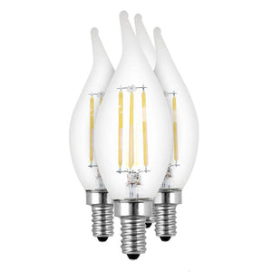 5.5 watt 120 volt BA10 Candelabra Screw Base 2700K Warm White Clear Dimmable LED (4 Pack) 1
