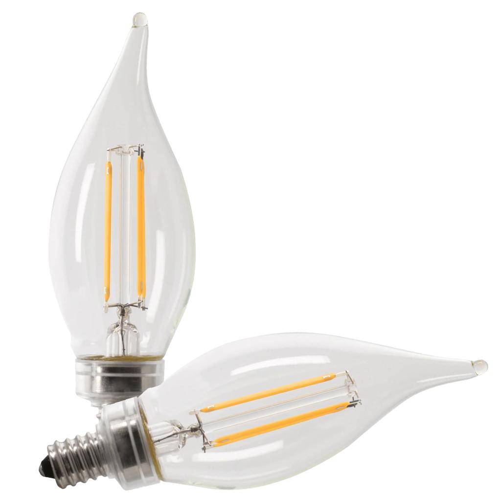 10 watt 120 volt BA10 Candelabra Screw Base 3000K Natural White Clear Dimmable LED (2 Pack) 1
