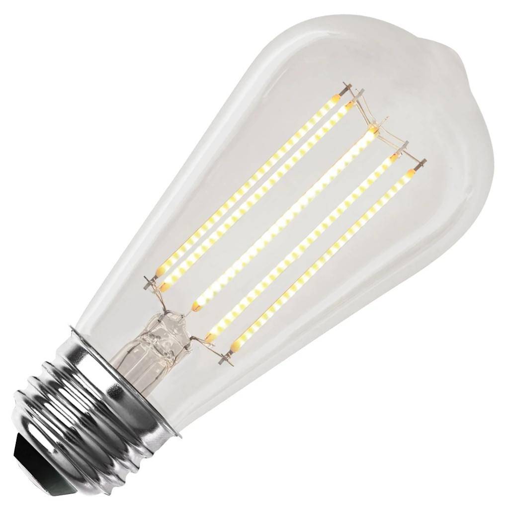 9 watt 120 volt ST19 Medium Screw Base 2100K Warm White Clear Dimmable LED 1