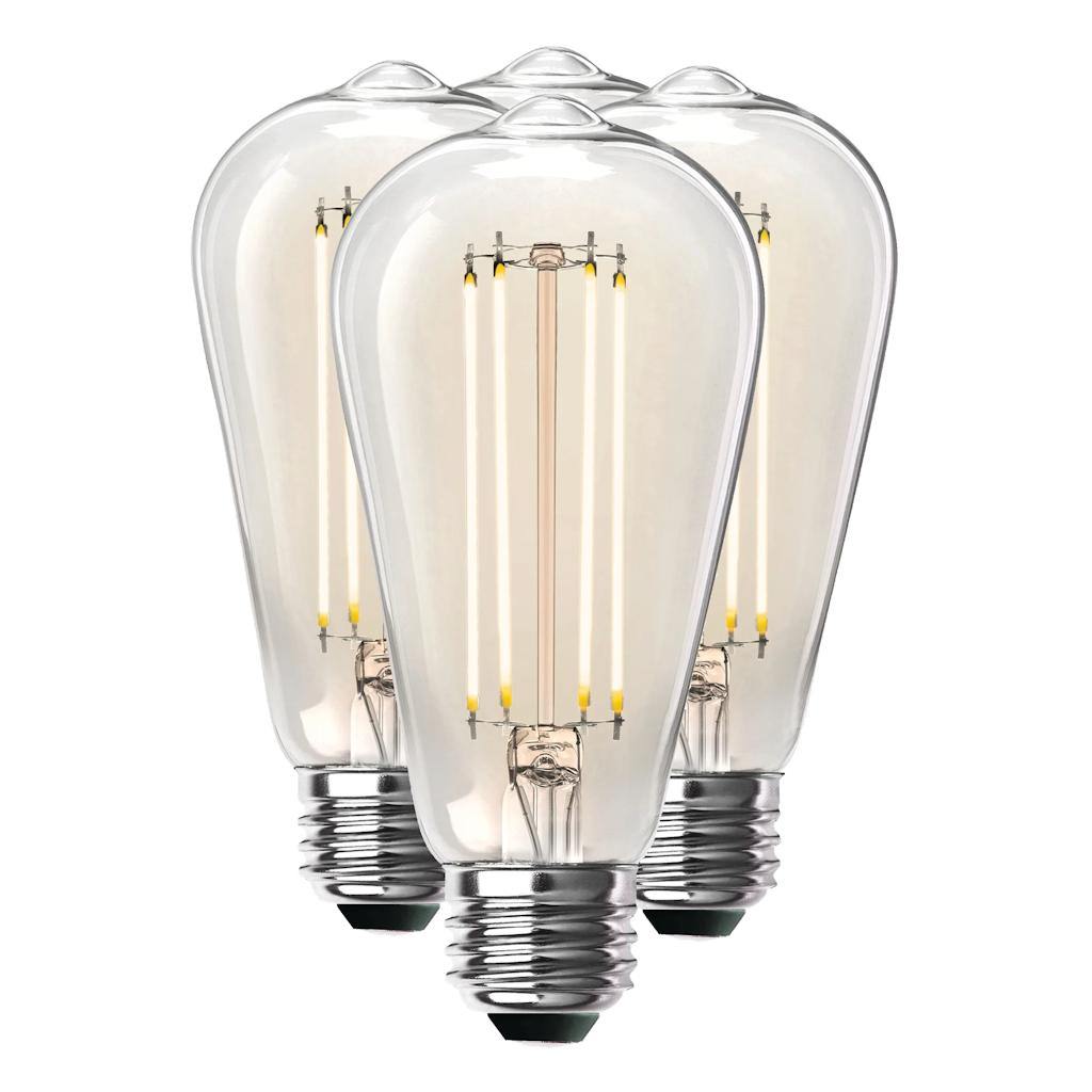 12 watt 120 volt ST19 Medium Screw Base 2700K Warm White Clear Glass Vintage Dimmable LED (4 Pack) 1