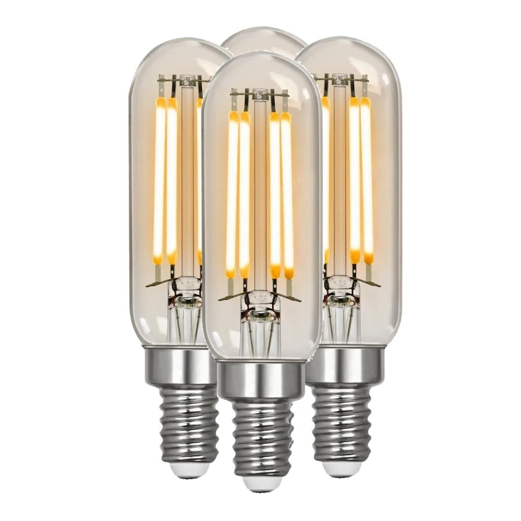 4 watt 120 volt T6 Candelabra Screw Base 2100K Warm White Clear Glass Vintage Dimmable LED (4 Pack) 1