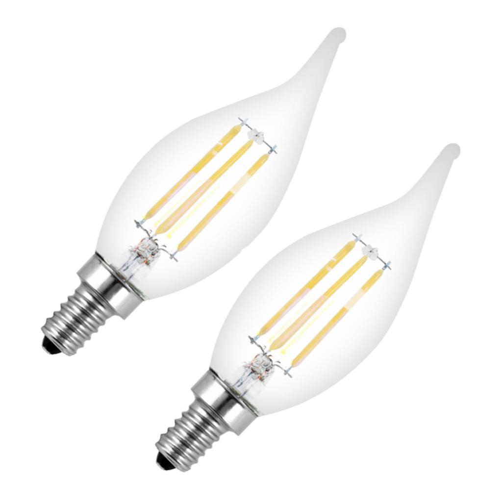 5.5 watt 120 volt Miniature Candelabra Screw (E12) Base Nostalgic 2700K Warm White Clear Dimmable LED Filament (2 pack) 1