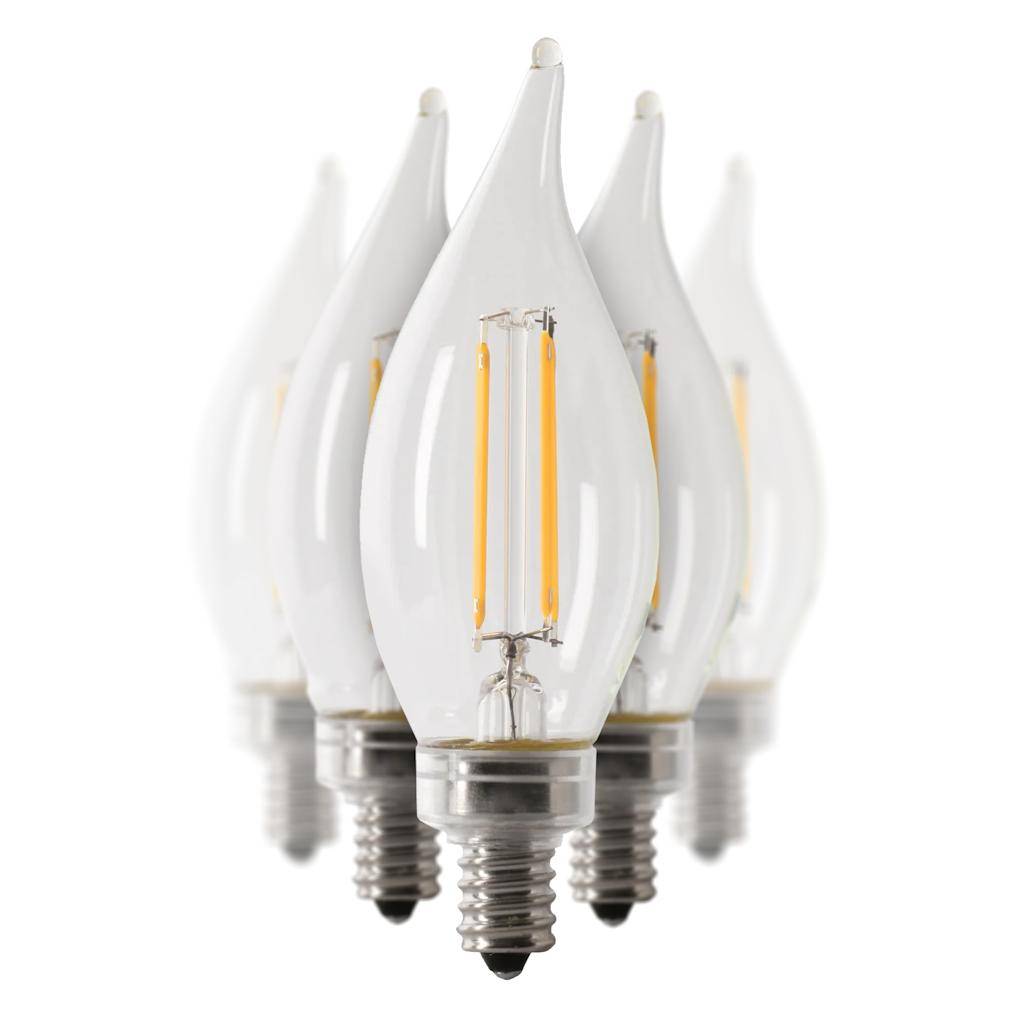 3.3 watt 120 volt BA10 Candelabra Screw Base 2700K Warm White Clear Dimmable LED (6 Pack) 1