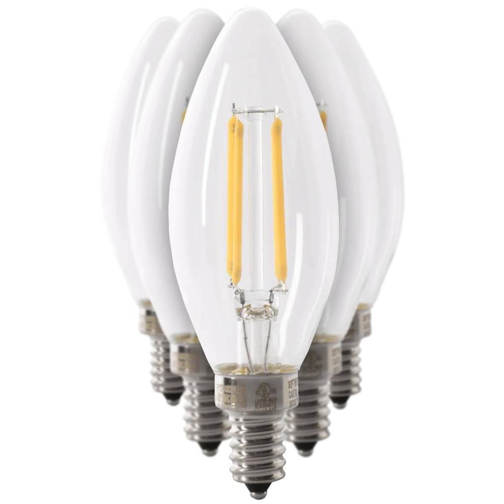 5.5 watt 120 volt B10 Candelabra Screw Base 2700K Warm White Enhance Clear Dimmable LED (6 Pack) 1