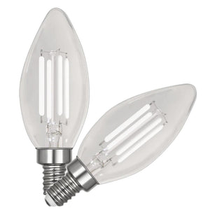5.5 watt 120 volt B10 Candelabra Screw Base 2700K Warm White White Filament Dimmable LED (2 Pack) 1
