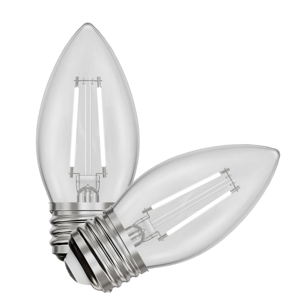 3.3 watt 120 volt B10 Medium Screw Base 5000K Daylight White Filament Dimmable LED (2 Pack) 1