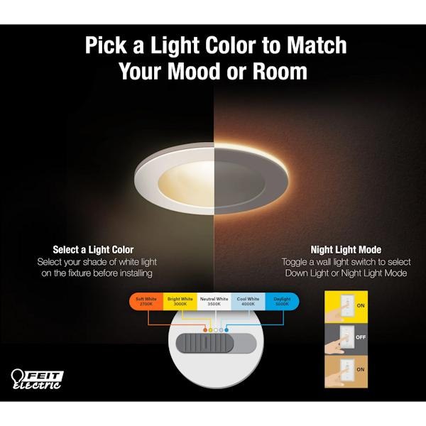 6" 17 watt 120 volt CCT Selectable White Round Night Light Mode Dimmable LED 3