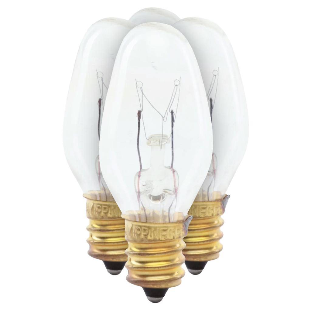 7 watt 120 volt C7 Candelabra Screw Base 2700K Warm White Clear Dimmable Light Bulb (4 Pack) 1