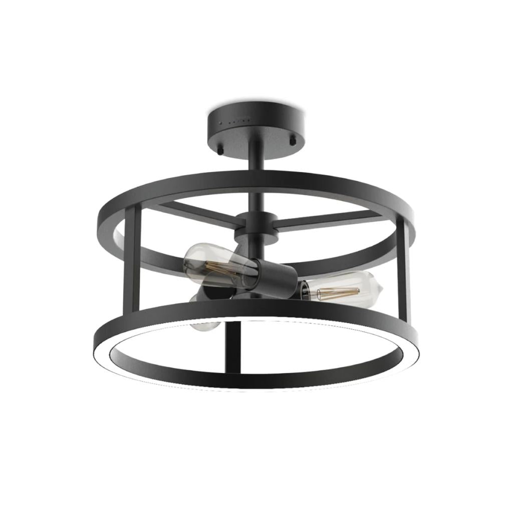 15" 120 volt Matte Black CCT Selectable LED Semi-Flush Light Fixture 1