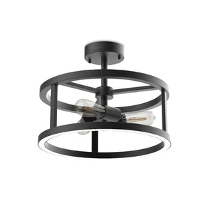 15" 120 volt Matte Black CCT Selectable LED Semi-Flush Light Fixture 1