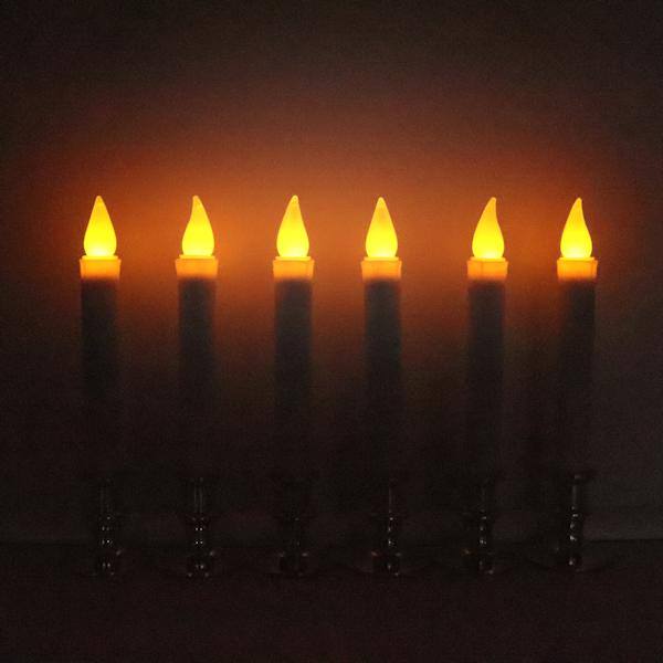 9" Battery Operated LED Gold Candle Lamp with Timer (6 pack) 2