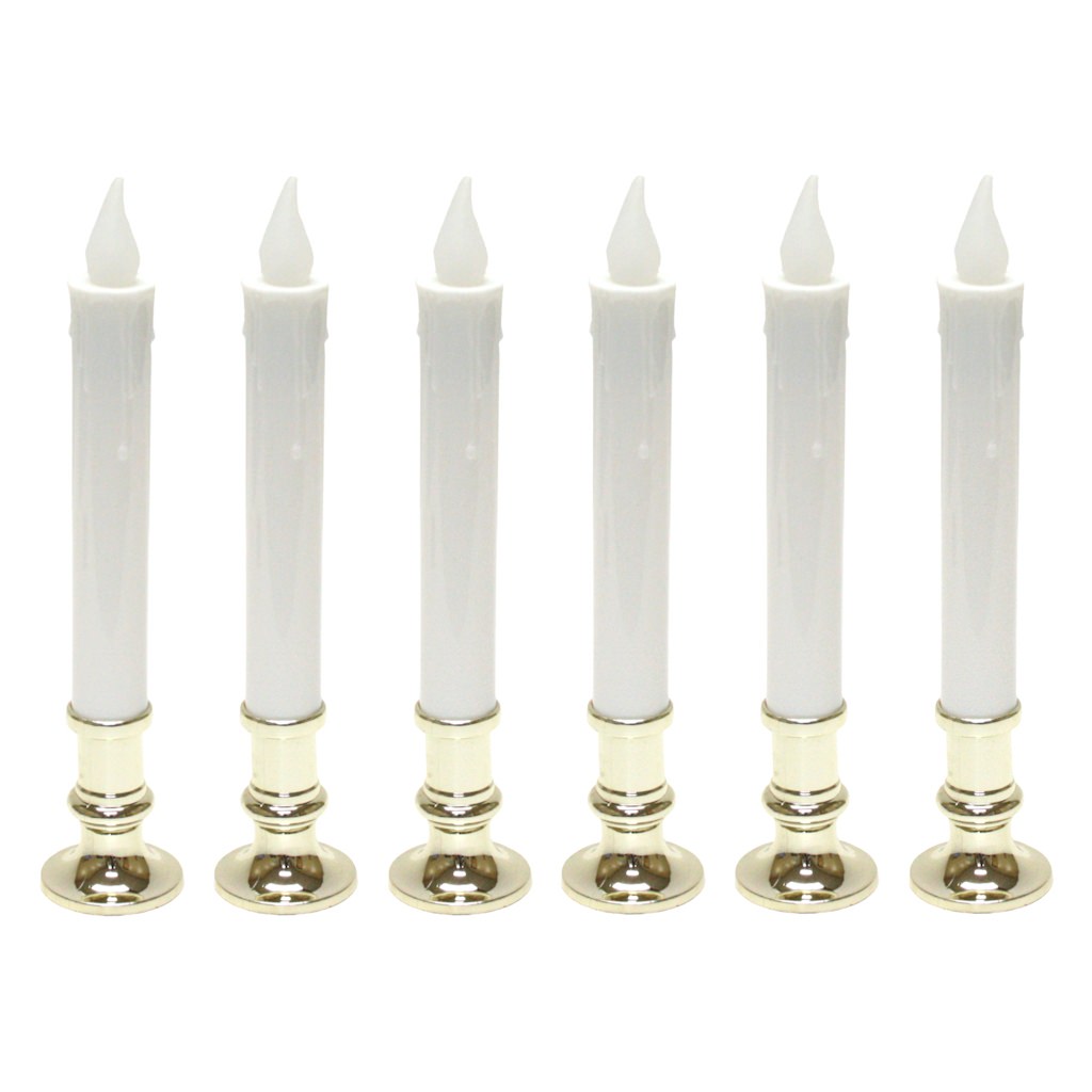 9" Battery Operated LED Gold Candle Lamp with Timer (6 pack) 1