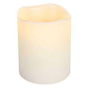 3" x 4" Bisque (Vanilla Scent) Wavy Edge Battery Operated LED Wax Candle Light with Timer 1