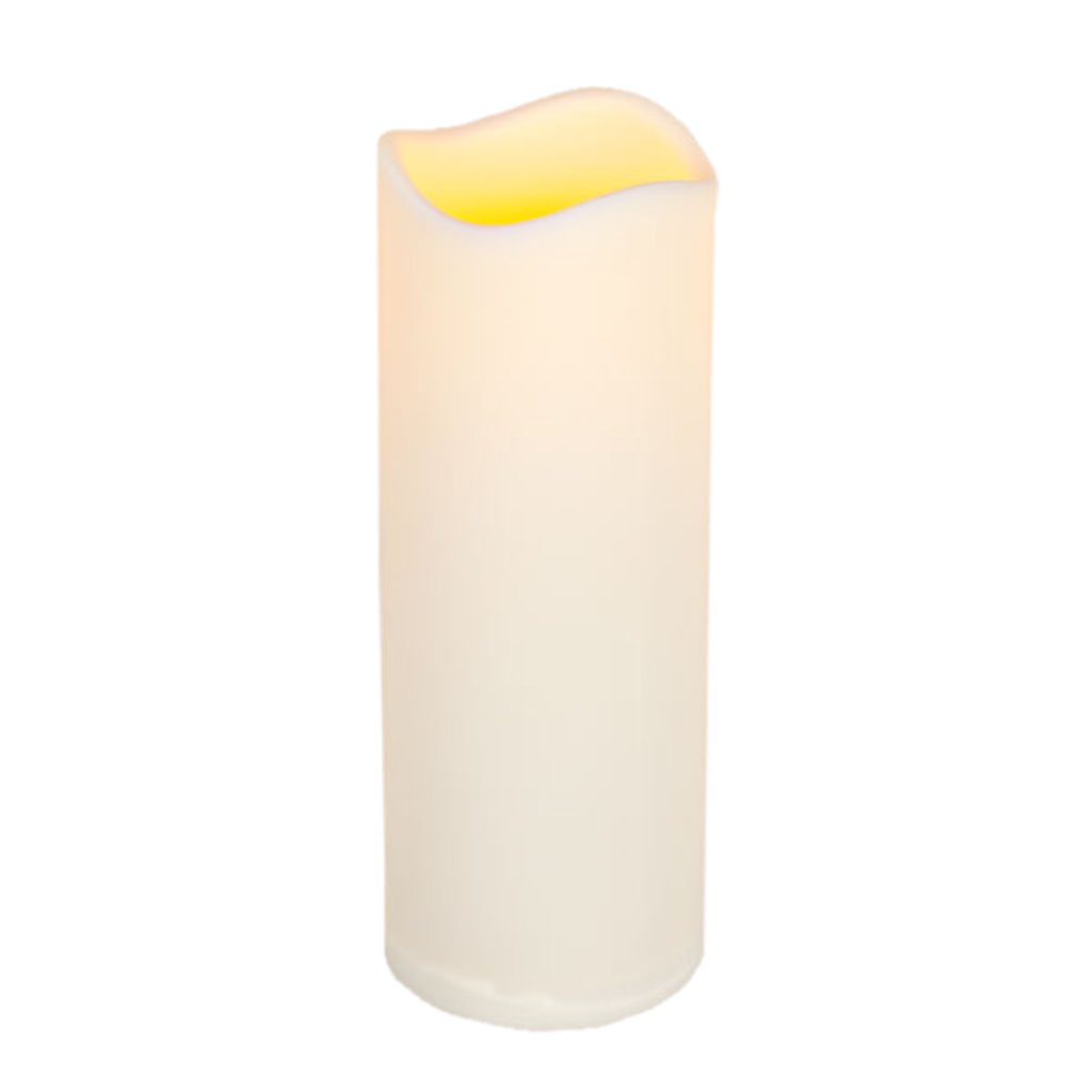 8" Bisque Pillar Wavy Edge Battery Operated LED Resin Candle Light with Timer 1
