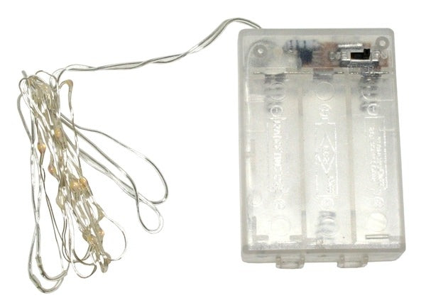 30 Light 5' Silver Wire Battery Operated Blue LED Micro Miniature String with Timer 2