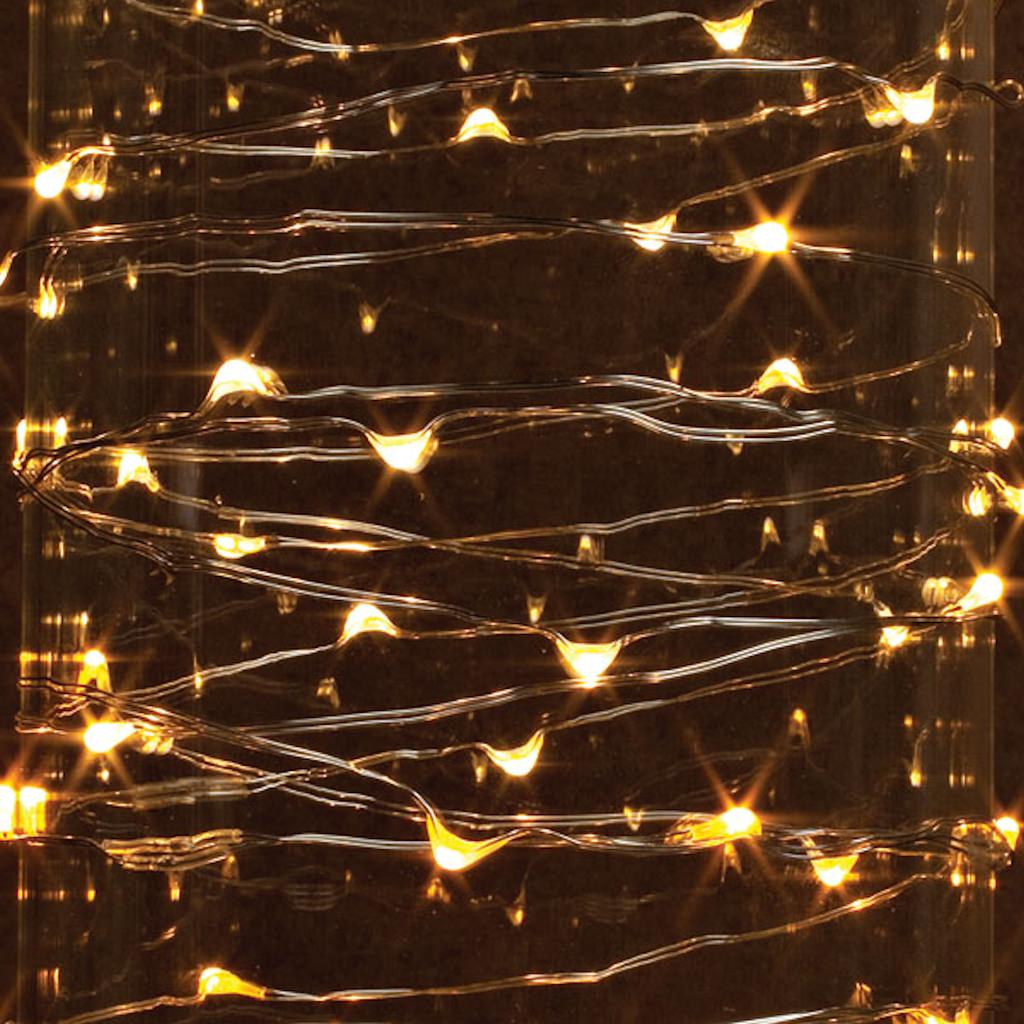 60 Light 10' Silver Wire Warm White Electric Outdoor LED Micro Miniature String with 9' Lead Wire 1