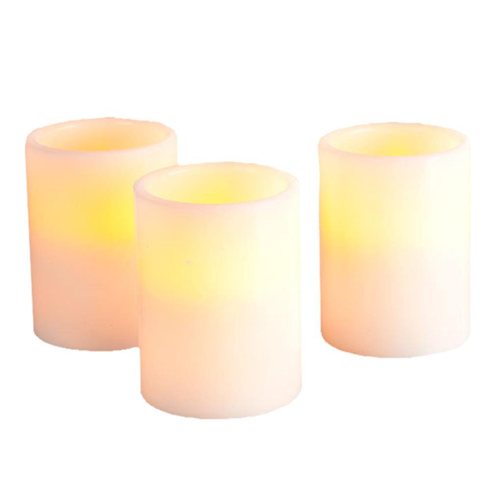 3" x 4" Bisque Straight Edge Battery Operated LED Wax Candle Light  (3 pack) 1