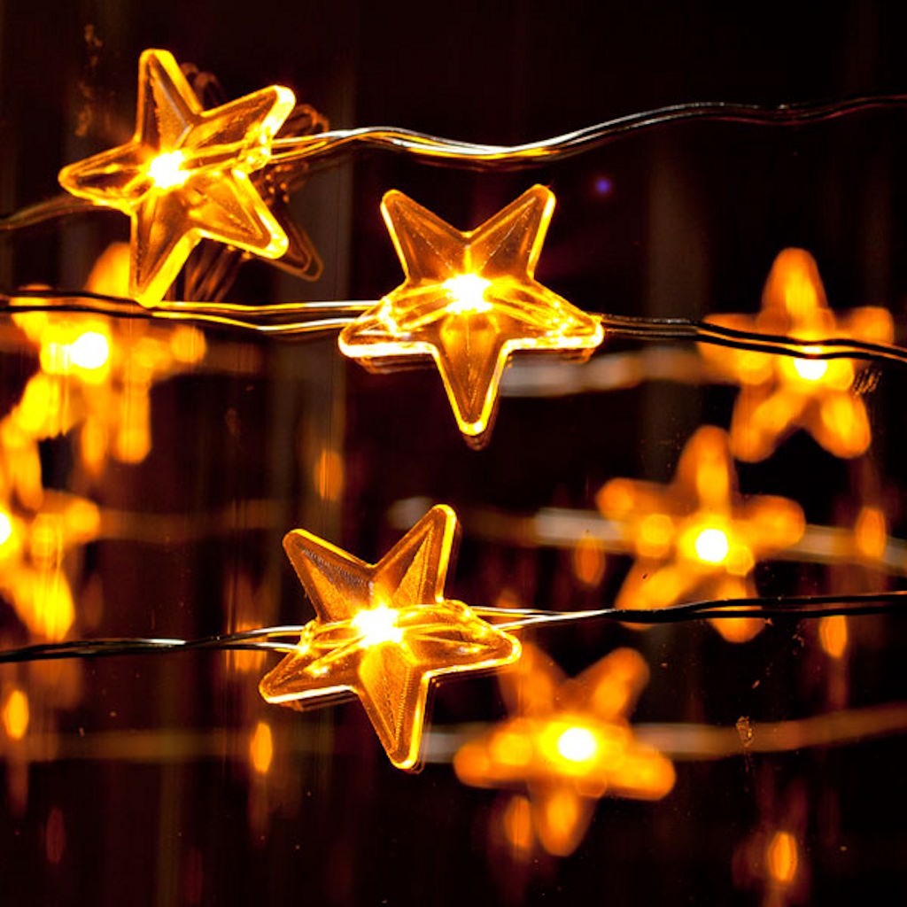 20 Light 3.3' Silver Wire Warm White Clear Stars Battery Operated LED Micro String with 2" Spacing 1