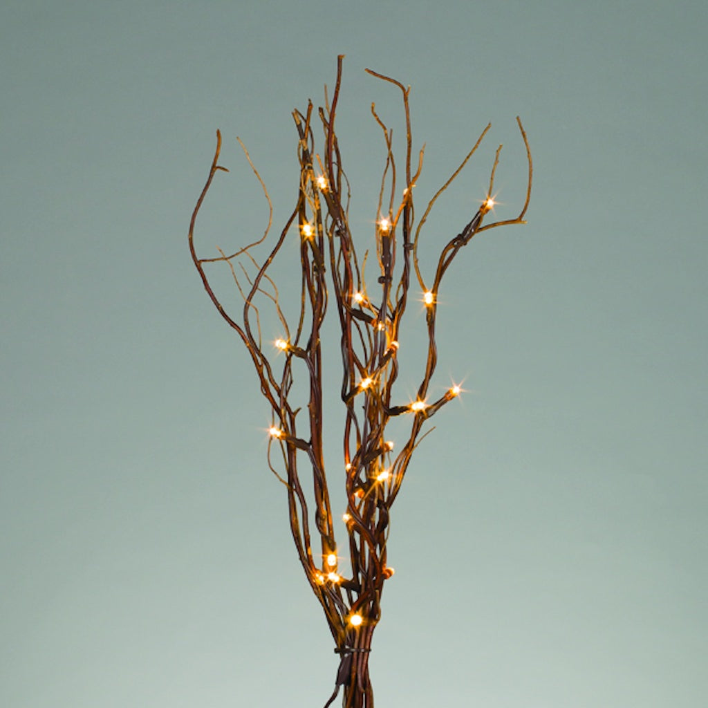 20" Artificial Natural Willow Battery Operated LED Lighted Branch with Timer (25 Warm White Lights) (Convertible to Electric with Adapter) 1