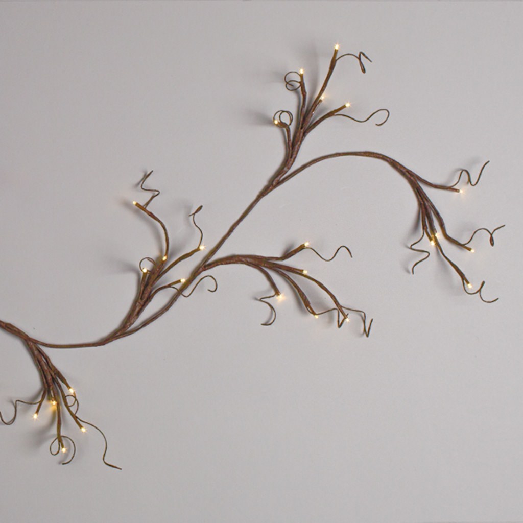 6' Artificial Brown Wrapped Battery Operated LED Lighted Garland with Timer (60 Warm White Lights) (Convertible to Electric with Adapter) 1