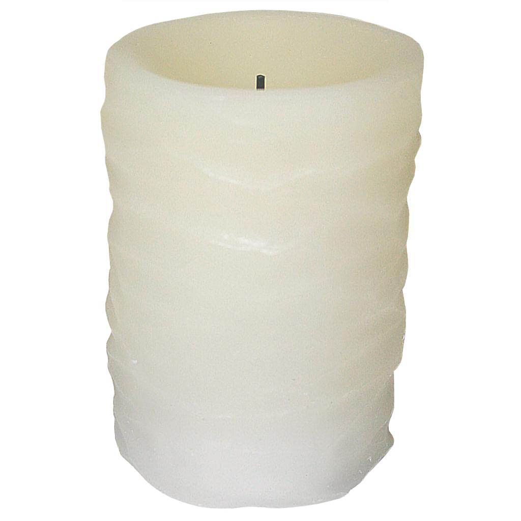 3" x 4" Bisque Ruched (Vanilla Scent) Straight Edge Battery Operated LED Wax Candle Light with Timer 1