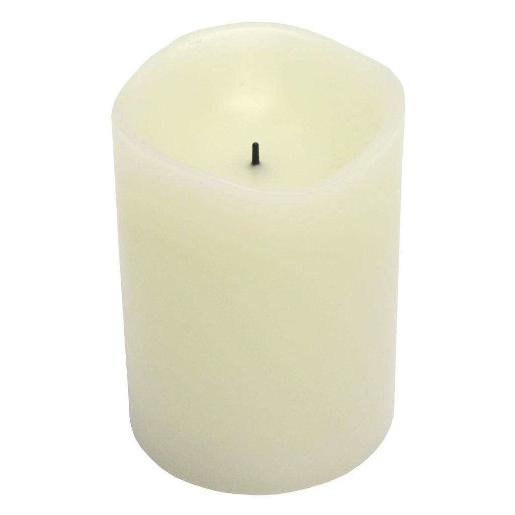 3" x 4" Bisque Faux Blackened Wick (Vanilla Scent) Wavy Edge Battery Operated Full Candle Glow LED Wax Candle Light with Timer 1