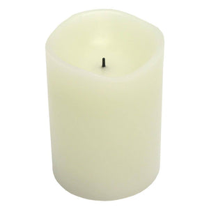 3" x 4" Bisque Faux Blackened Wick (Vanilla Scent) Wavy Edge Battery Operated Full Candle Glow LED Wax Candle Light with Timer 1