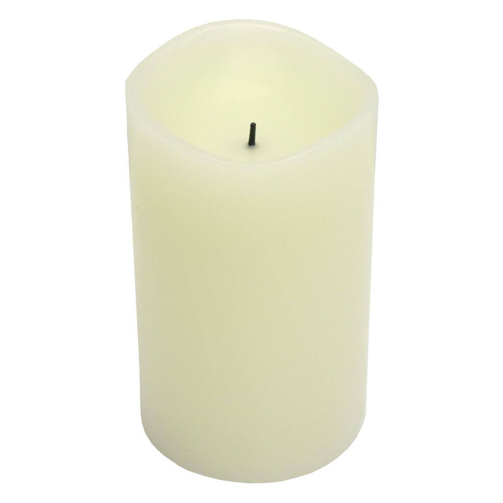3" x 5" Bisque Faux Blackened Wick (Vanilla Scent) Wavy Edge Battery Operated Full Candle Glow LED Wax Candle Light with Timer 1