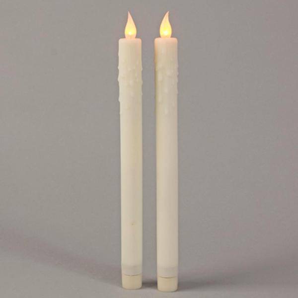 10.75" Bisque LED Silicon Finish Battery Operated Taper Candle (2 pack) 2