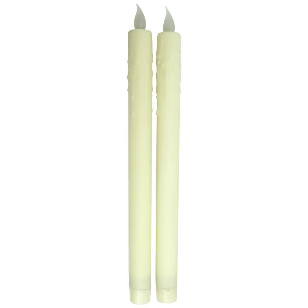10.75" Bisque LED Silicon Finish Battery Operated Taper Candle (2 pack) 1