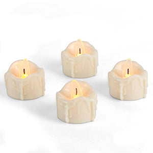 1.6" x 1.2" Bisque Wavy Edge Battery Operated LED Tealights (4 pack) 1