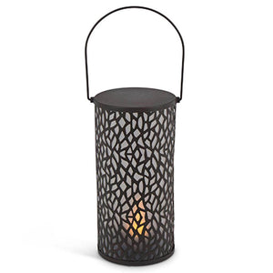 10.25" Rustic Cylinder Lantern Flame Stake FireGlow™ Battery Operated LED Lantern with Timer 1